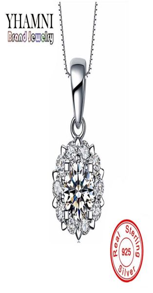 yhamni luxury 925 sterling silver pendant necklace cz diamond for women wedding necklace silver fine jewelry n0219605574